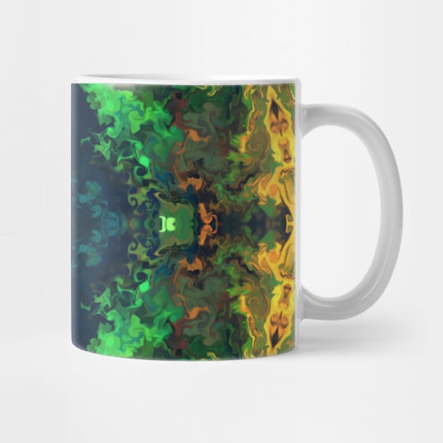 Psychedelic Hippie Flower Green Blue Orange and Yellow by WormholeOrbital